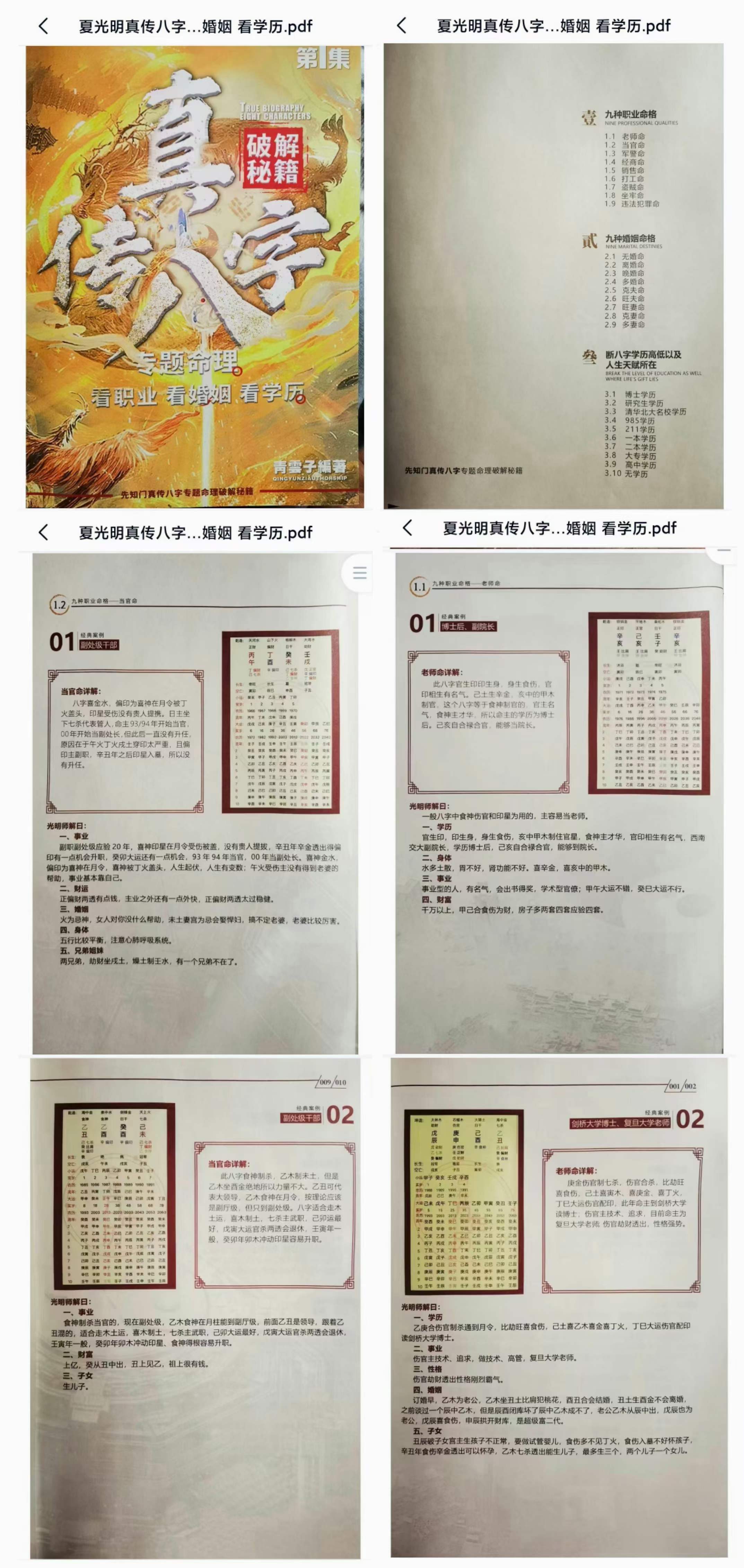 夏光明真传八字 看职业 看婚姻 看学历