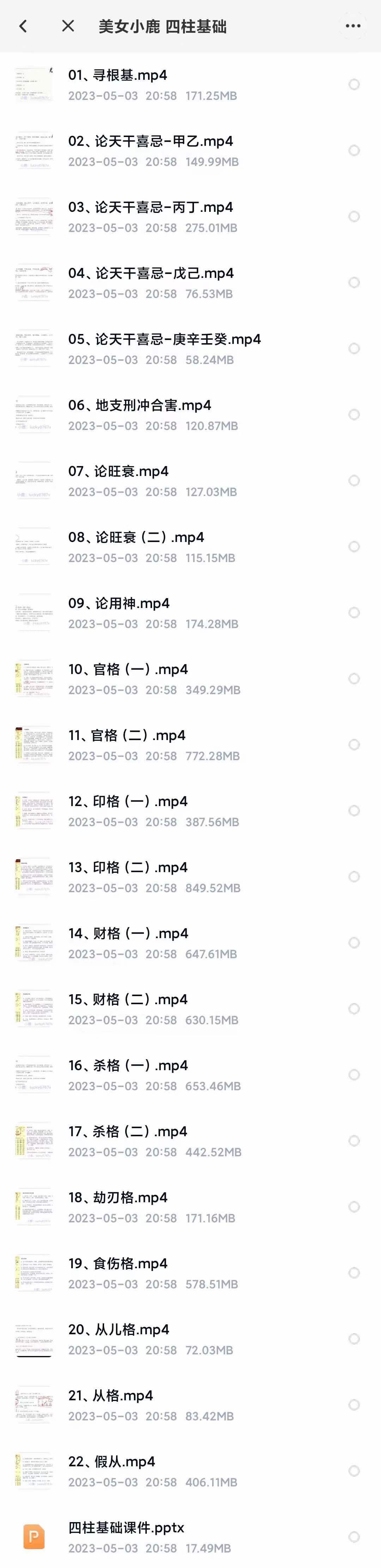 美女小鹿四柱八字基础22集 视频+文档