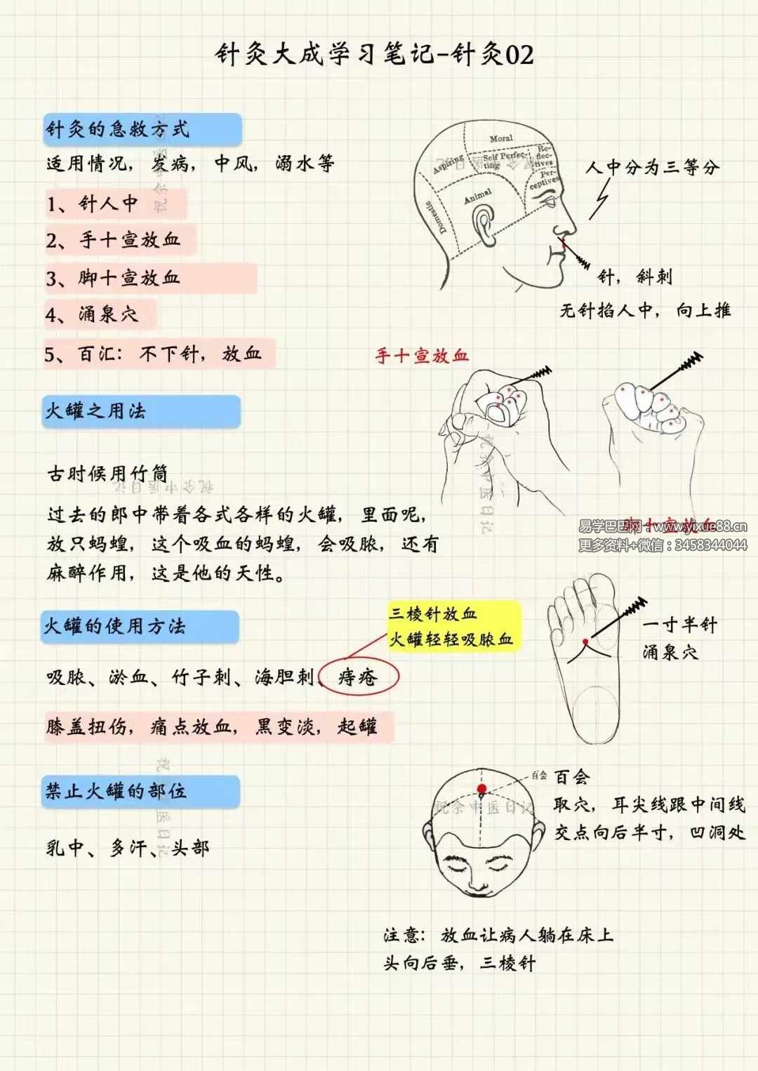 祝余《针灸大成图文笔记》68页 彩色版