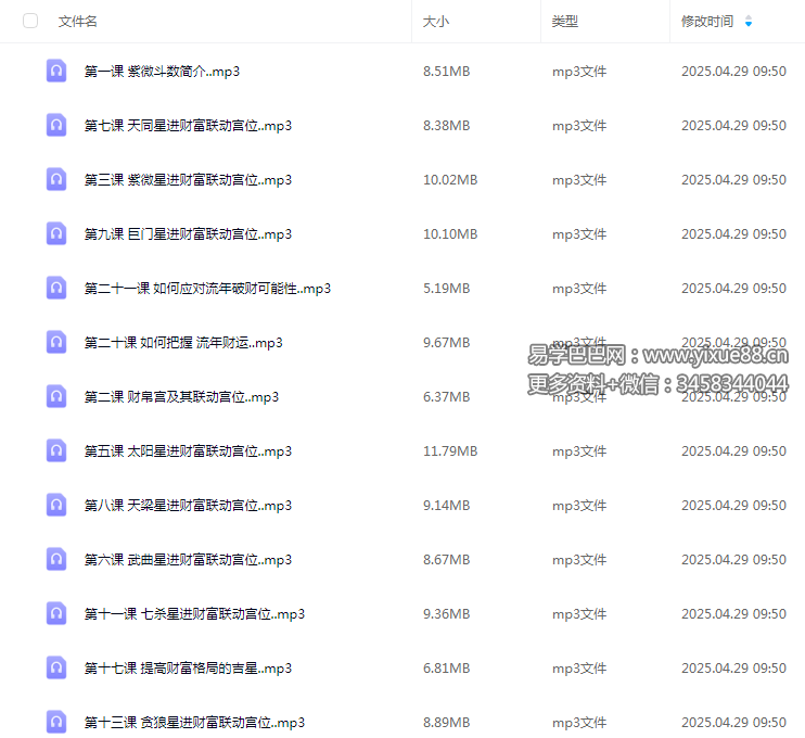 猪猪金水 紫微斗数财富专题课 音频 21节